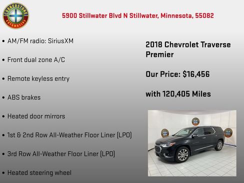 Used 2018 Chevrolet Traverse Premier w/ LPO, Floor Liner Package AWD/4WD image 5