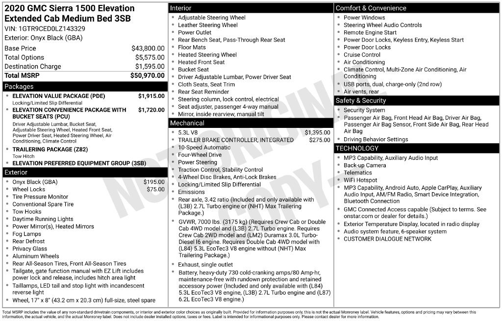 Used 2020 GMC Sierra 1500 Elevation w/ Elevation Value Package AWD/4WD image 17