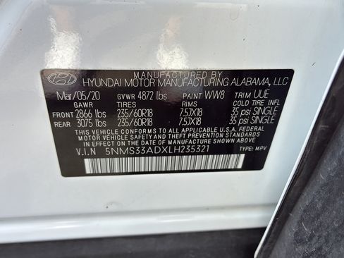 Used 2020 Hyundai Santa Fe SEL w/ Convenience + Premium Package FWD image 37