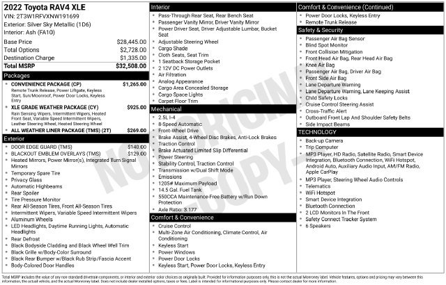 Used 2022 Toyota RAV4 XLE w/ Convenience Package FWD image 24