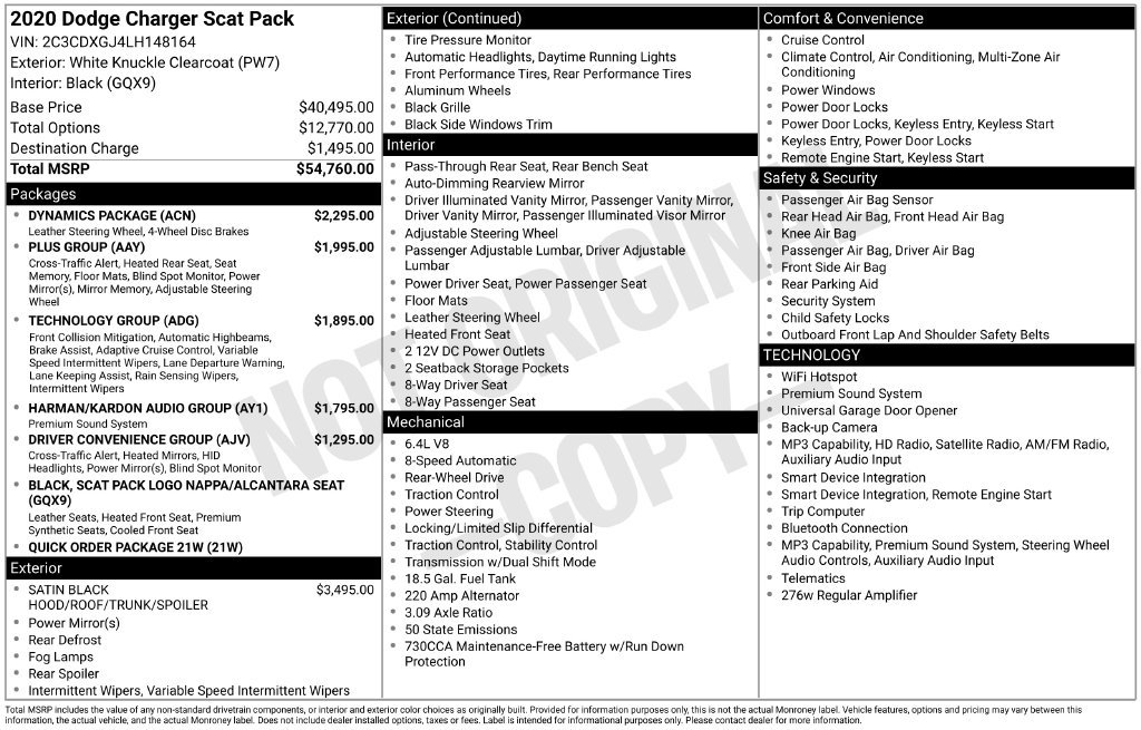 Used 2020 Dodge Charger Scat Pack w/ Dynamics Package RWD image 8