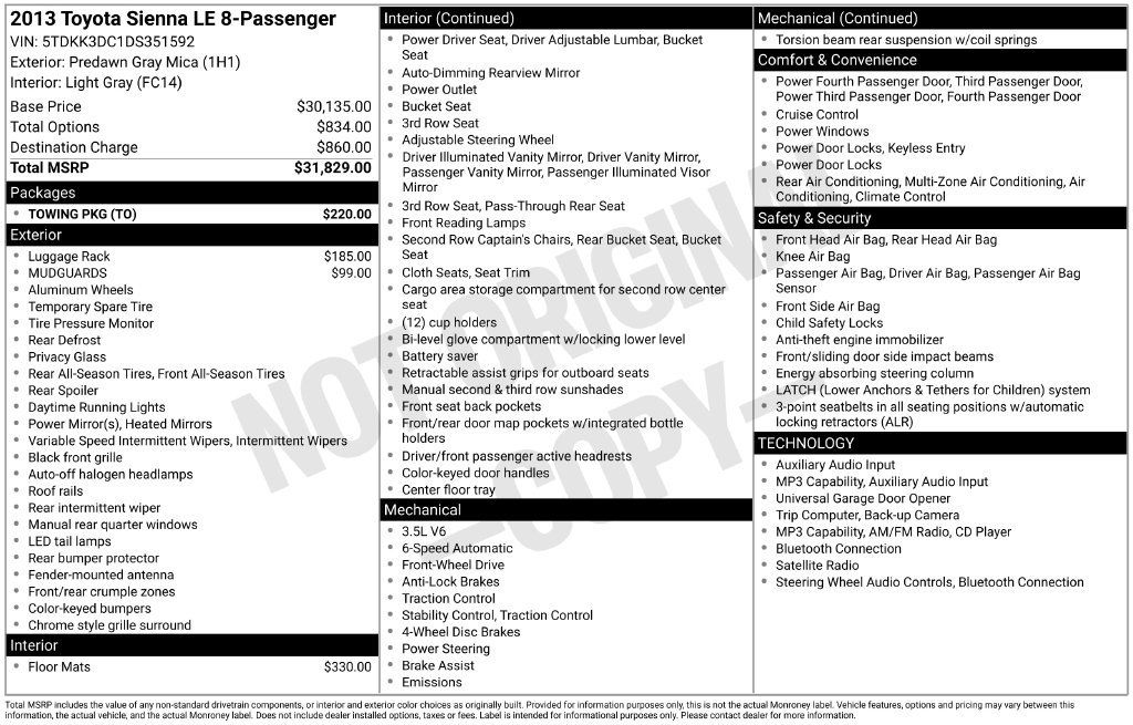 Used 2013 Toyota Sienna LE w/ Towing Pkg FWD image 6