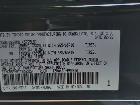 Certified 2026 Toyota Tacoma TRD Sport RWD image 23