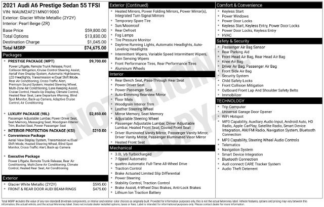 Used 2021 Audi A6 3.0T Prestige w/ Prestige Package AWD/4WD image 20