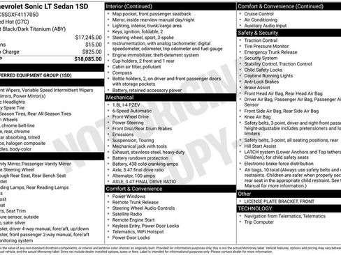 Used 2015 Chevrolet Sonic LT image 10