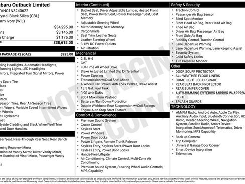 Used 2022 Subaru Outback Limited w/ Popular Package #2 AWD/4WD image 6