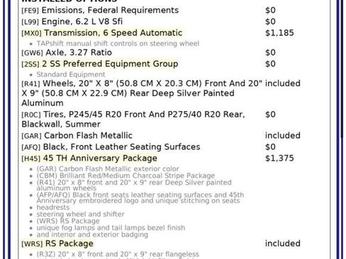 Used 2012 Chevrolet Camaro SS w/ 45th Anniversary Package image 4