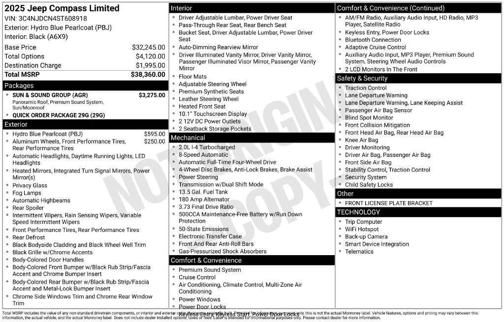 New 2025 Jeep Compass Limited w/ Sun & Sound Group AWD/4WD image 5