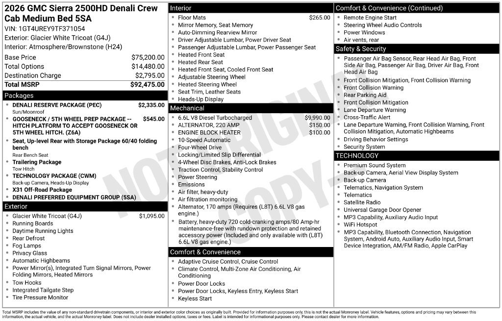 New 2026 GMC Sierra 2500 Denali w/ Denali Reserve Package AWD/4WD image 11