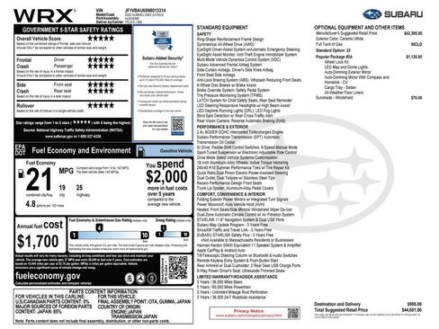 Used 2022 Subaru WRX GT w/ Popular Package #2A image 4