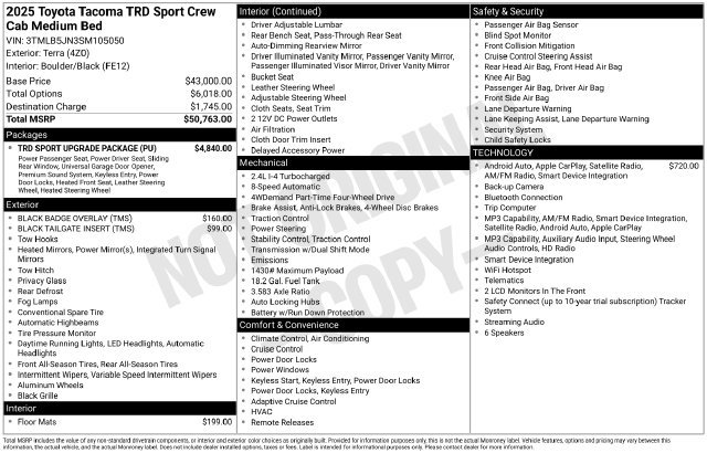 Used 2025 Toyota Tacoma TRD Sport w/ TRD Sport Upgrade Package AWD/4WD image 36