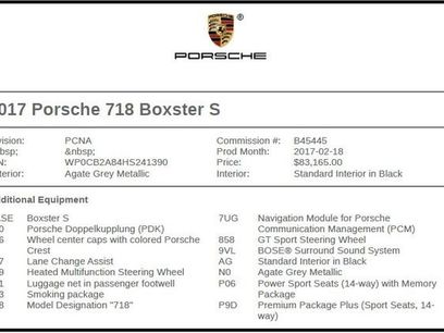 Used 2017 Porsche 718 Boxster S