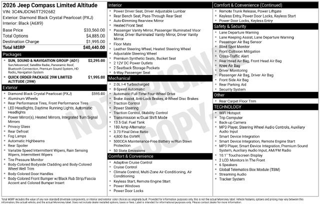 New 2026 Jeep Compass Limited w/ Sun, Sound & Navigation Group AWD/4WD image 5