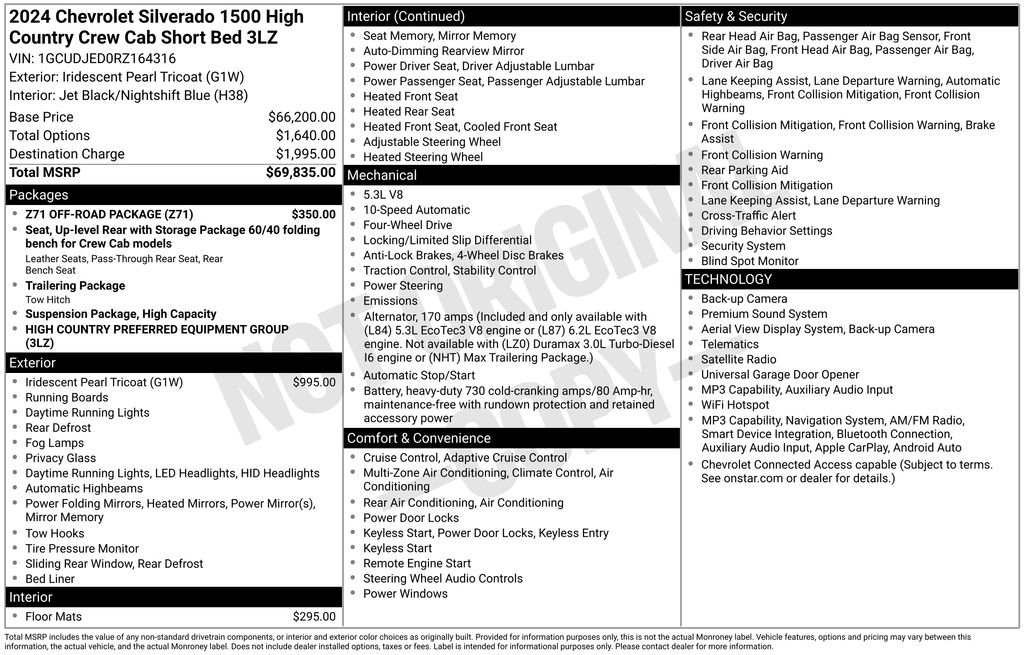 Certified 2024 Chevrolet Silverado 1500 High Country w/ Z71 Off-Road Package AWD/4WD image 32