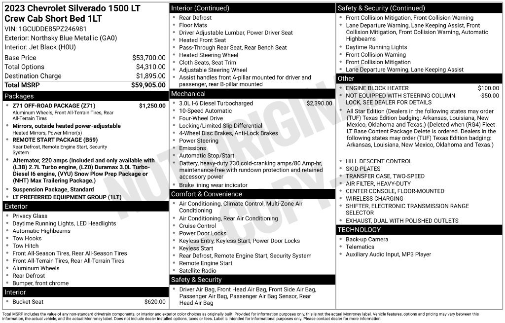 Used 2023 Chevrolet Silverado 1500 LT w/ Z71 Off-Road Package AWD/4WD image 38