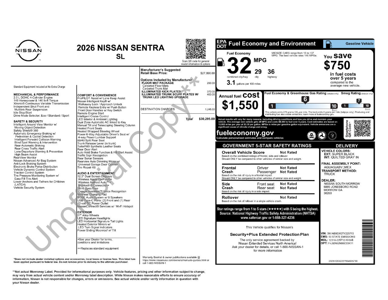 Certified 2026 Nissan Sentra SL w/ Floor Mat Package FWD image 33