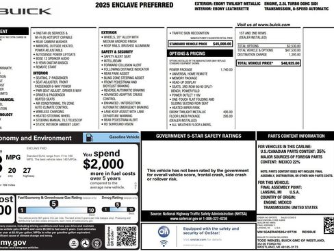 Used 2025 Buick Enclave Preferred w/ Power Package image 39