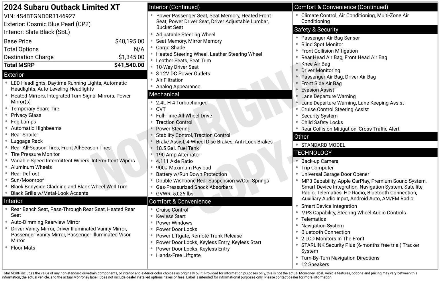 Certified 2024 Subaru Outback Limited XT AWD/4WD image 35