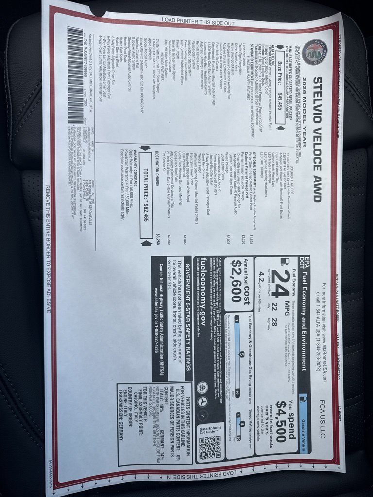 New 2026 Alfa Romeo Stelvio Sprint AWD/4WD image 27