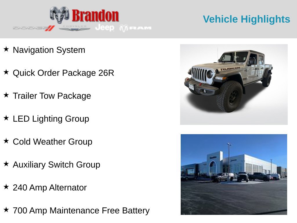 Used 2022 Jeep Gladiator Rubicon w/ LED Lighting Group AWD/4WD image 2
