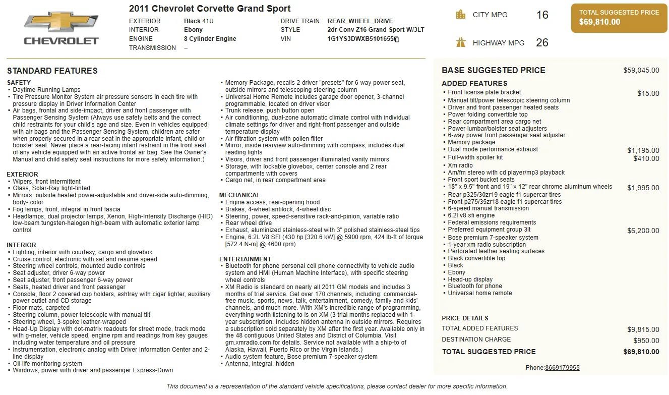 Used 2011 Chevrolet Corvette Grand Sport w/ Preferred Equipment Group RWD image 59