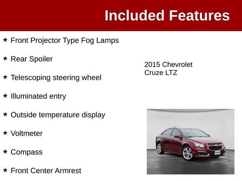 Used 2015 Chevrolet Cruze LTZ w/ Sun, Sound and Sport Package FWD image 4