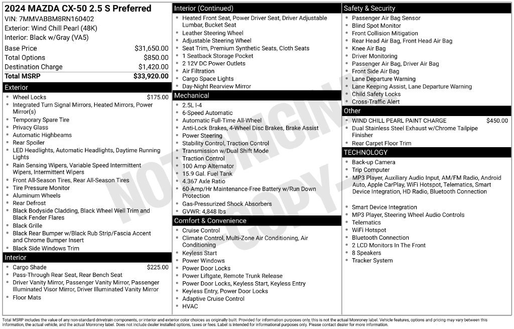 Certified 2024 MAZDA CX-50 AWD 2.5 S w/ Preferred Package image 10