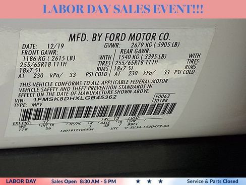 Certified 2020 Ford Explorer XLT w/ Equipment Group 202A AWD/4WD image 27