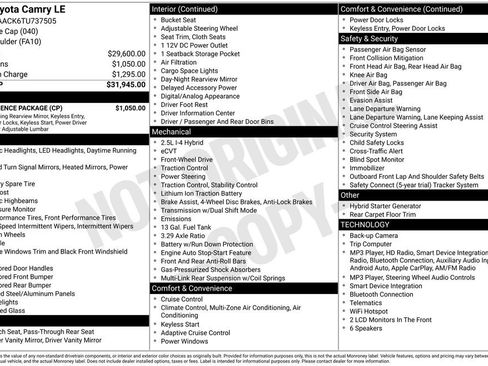 Used 2026 Toyota Camry LE w/ Convenience Package FWD image 2