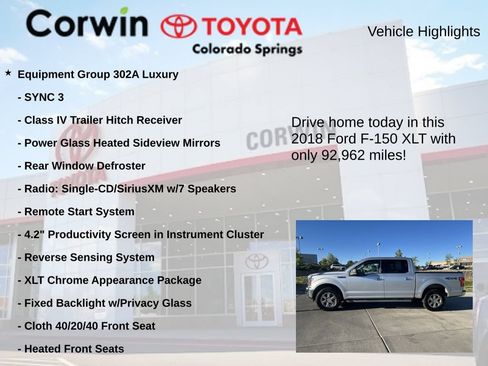 Used 2018 Ford F150 XLT w/ Equipment Group 302A Luxury AWD/4WD image 7