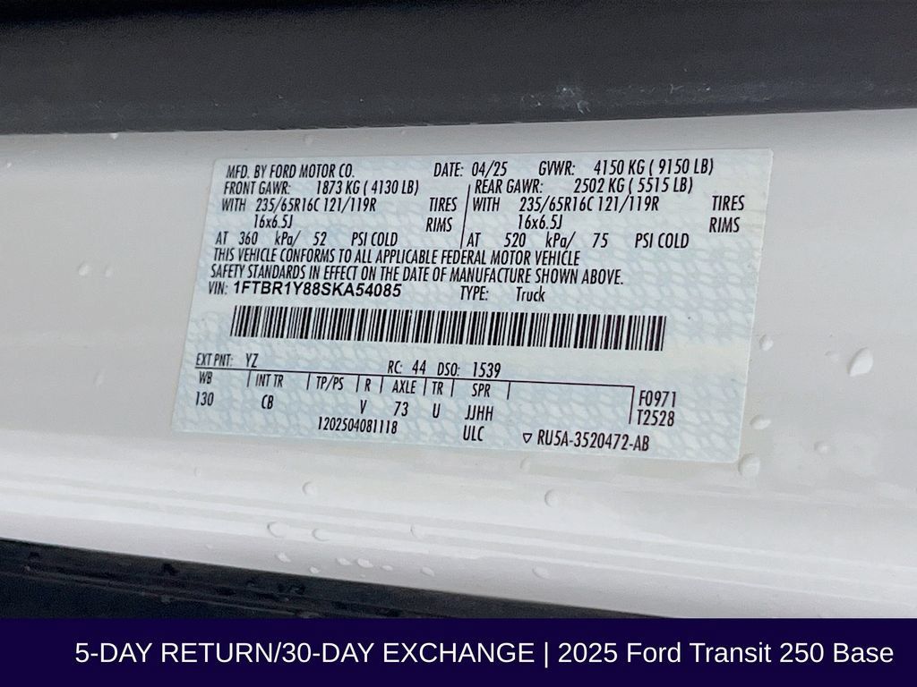 Certified 2025 Ford Transit 250 Low Roof w/ Exterior Upgrade Package RWD image 32