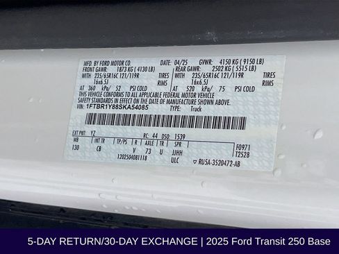 Certified 2025 Ford Transit 250 Low Roof w/ Exterior Upgrade Package RWD image 32