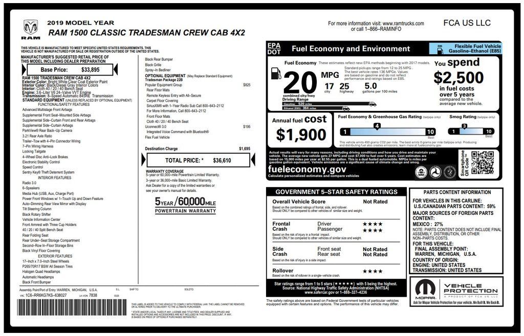 Used 2019 RAM 1500 Tradesman w/ Popular Equipment Group RWD image 4
