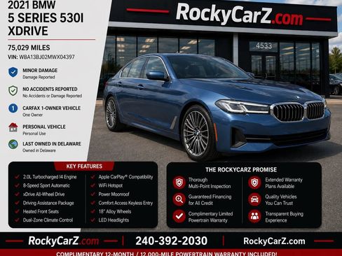 Used 2021 BMW 530i xDrive w/ Convenience Package AWD/4WD image 1