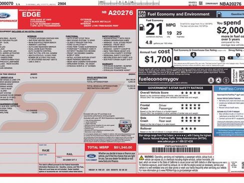 Certified 2022 Ford Edge ST w/ Equipment Group 401A AWD/4WD image 40