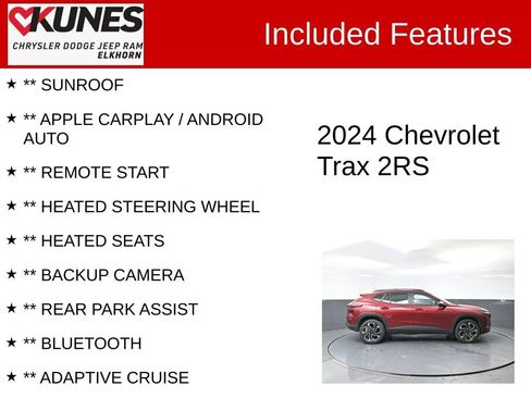 Used 2024 Chevrolet Trax RS w/ Sunroof Package FWD image 2