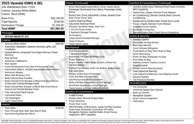 New 2025 Hyundai Ioniq 6 SEL AWD/4WD image 5