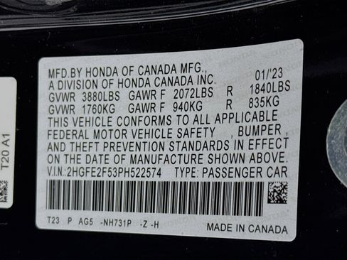 Certified 2023 Honda Civic Sport image 29