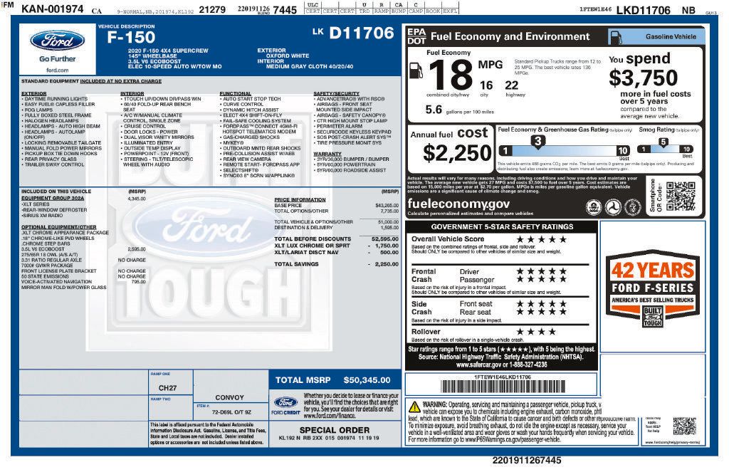 Used 2020 Ford F150 XLT w/ Equipment Group 302A Luxury AWD/4WD image 6