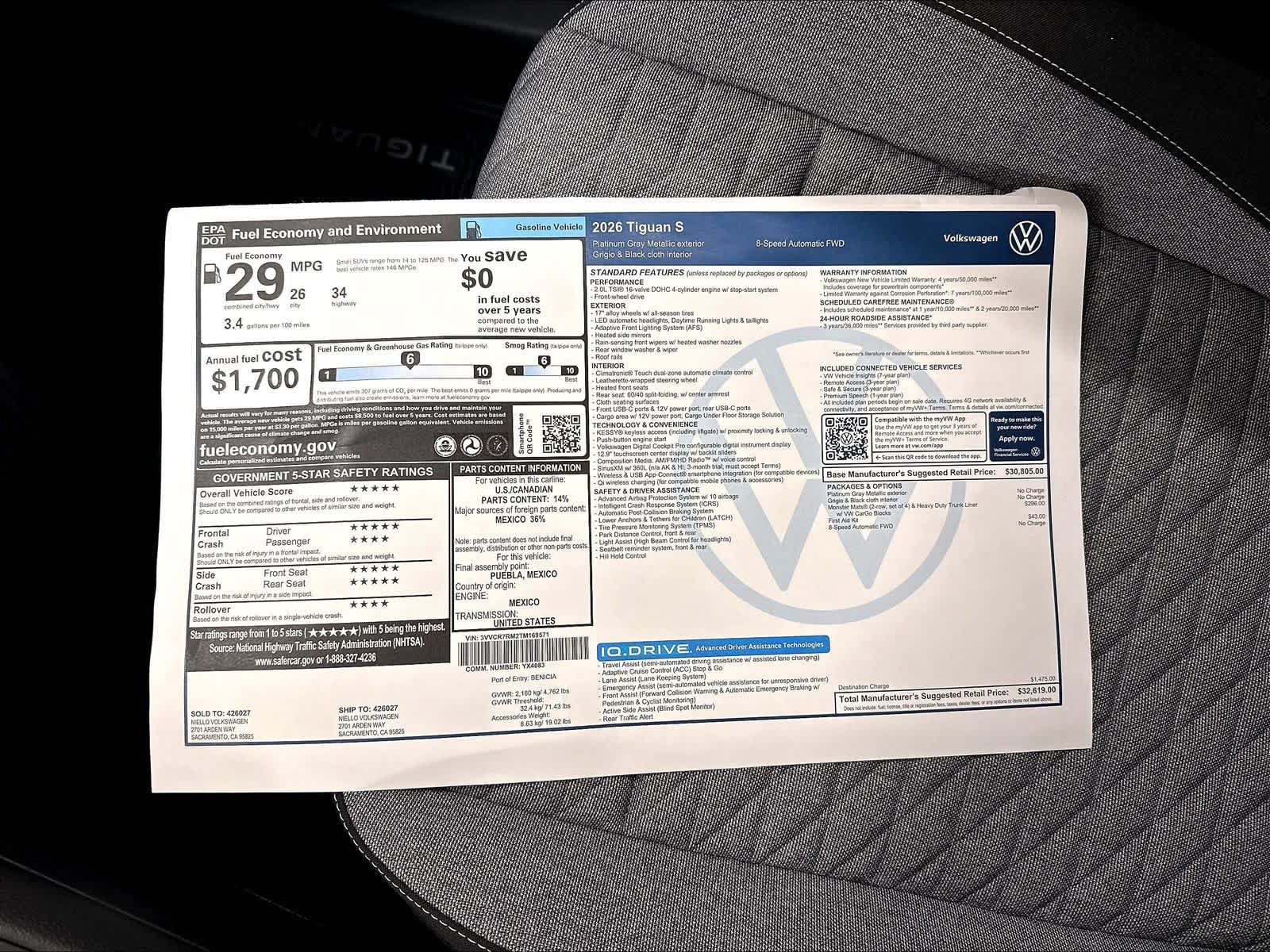 New 2026 Volkswagen Tiguan S FWD image 13