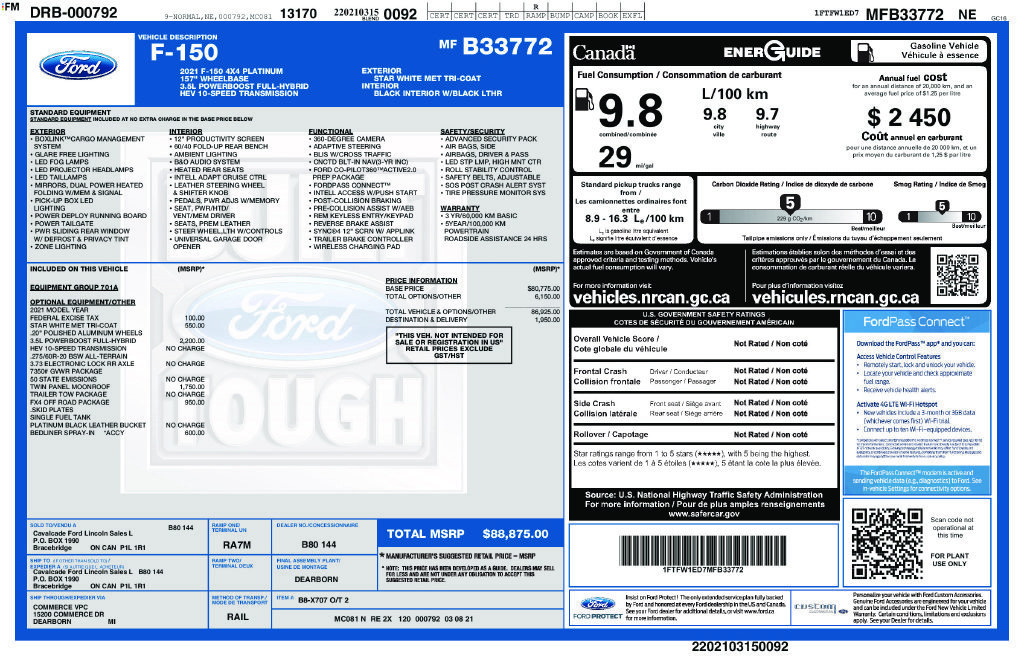 Used 2021 Ford F150 Platinum w/ FX4 Off-Road Package AWD/4WD image 41