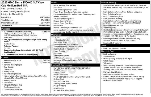 Used 2025 GMC Sierra 2500 SLT w/ SLT Convenience Package AWD/4WD image 5