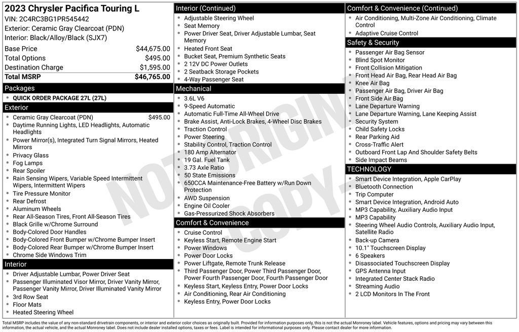 Used 2023 Chrysler Pacifica Touring-L AWD/4WD image 13