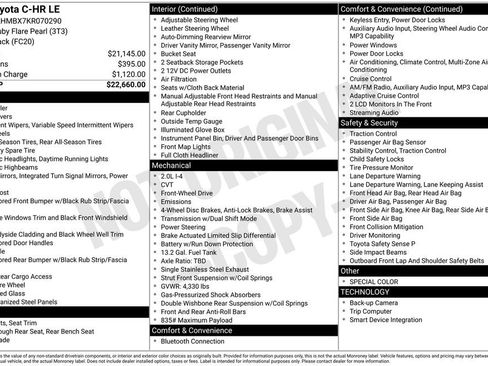 Used 2019 Toyota C-HR LE image 2