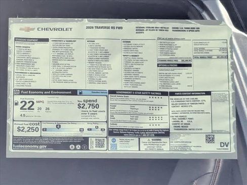 New 2026 Chevrolet Traverse RS w/ LPO, Floor Liner Package FWD image 18
