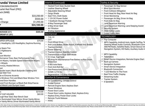 Used 2022 Hyundai Venue Limited w/ Cargo Package FWD image 34
