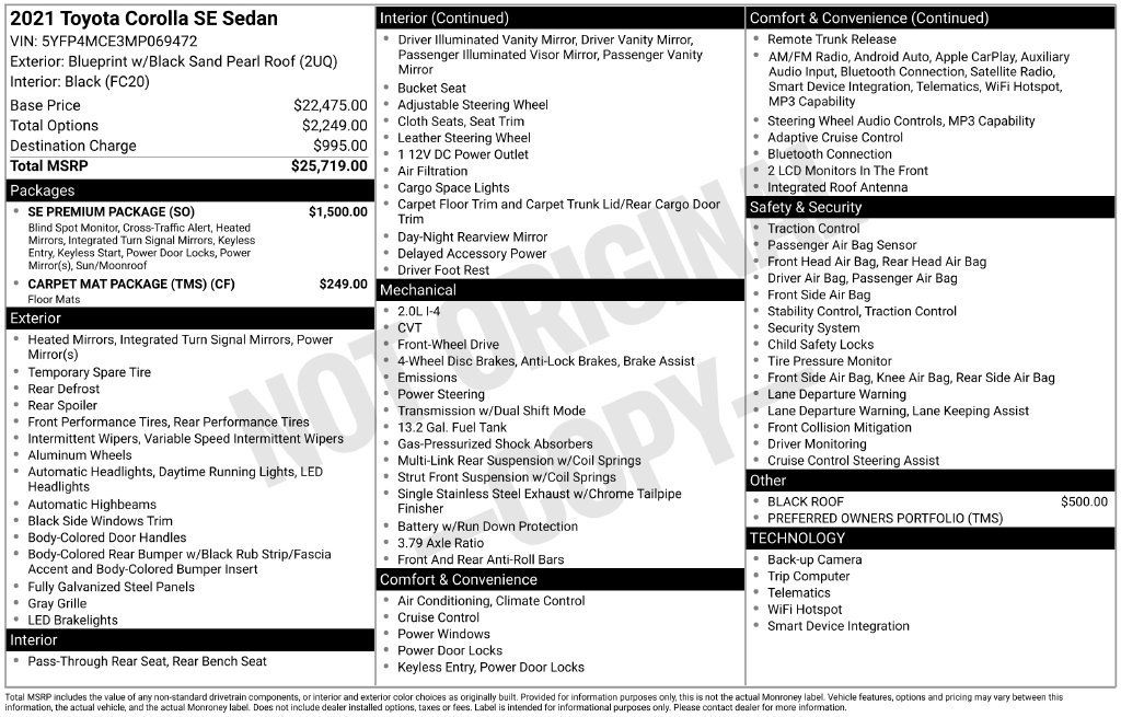 Used 2021 Toyota Corolla SE w/ SE Premium Package FWD image 6