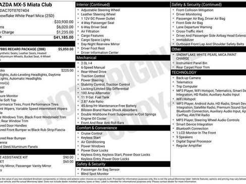 New 2026 MAZDA MX-5 Miata Club RWD image 6