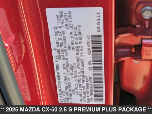 New 2025 MAZDA CX-50 AWD 2.5 S w/ Accent Package image 15