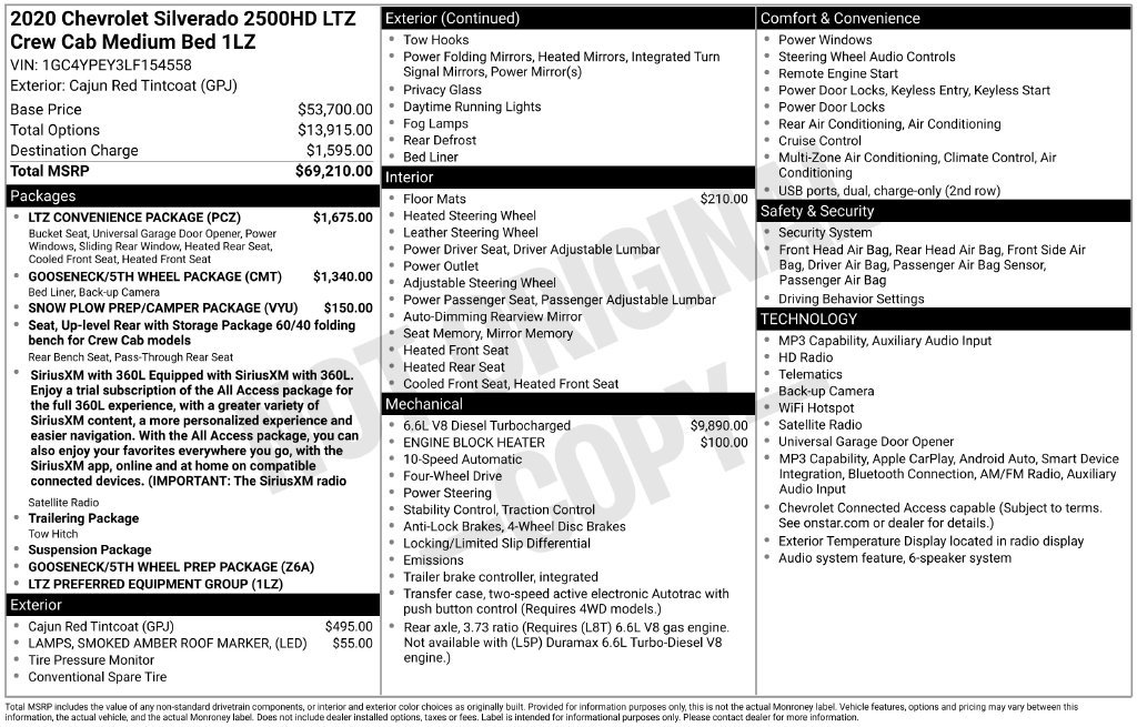 Used 2020 Chevrolet Silverado 2500 LTZ w/ LTZ Convenience Package AWD/4WD image 4